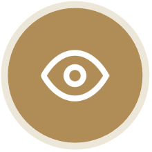 Icon of an eye inside a circle with a gold background.