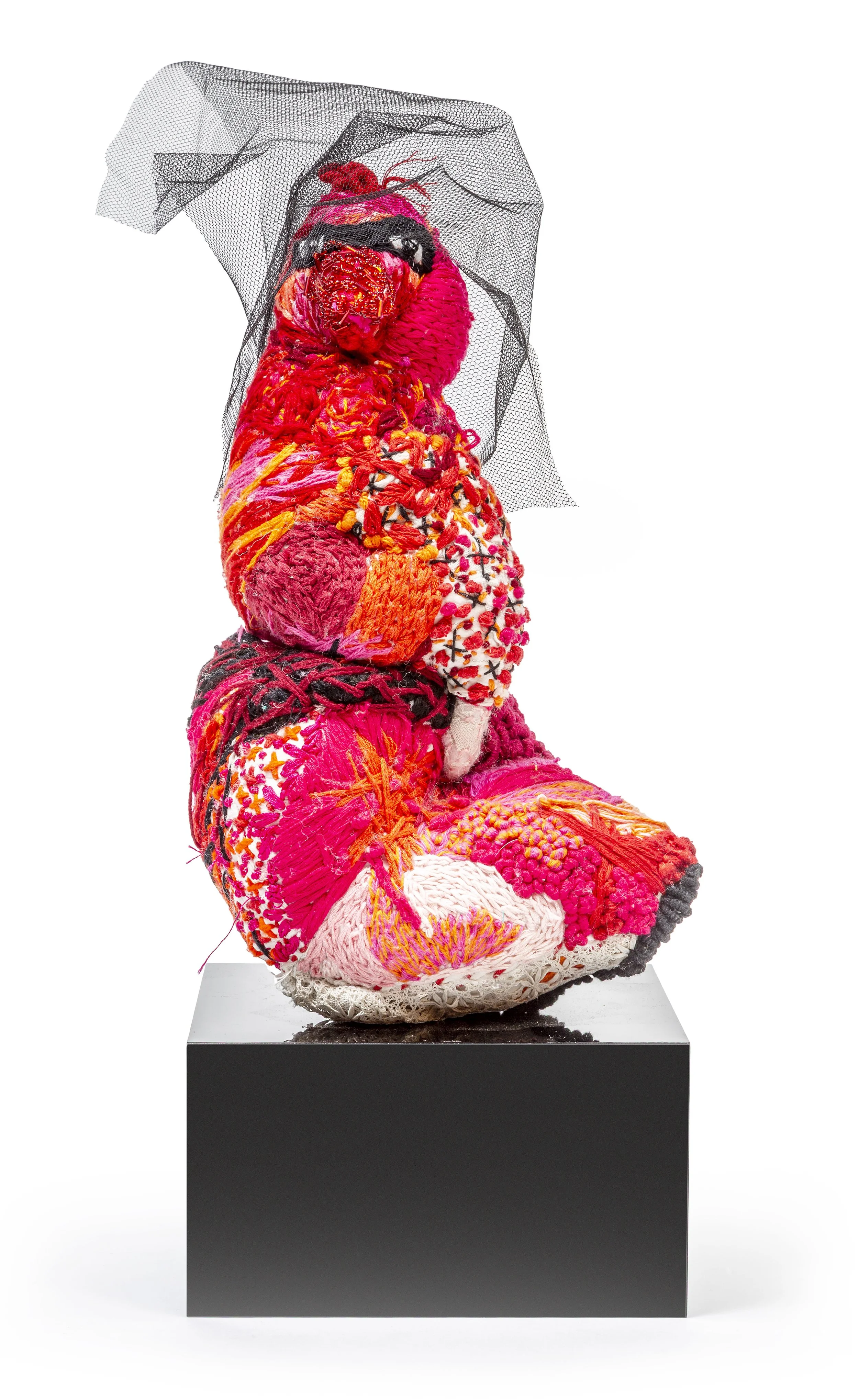 Peculiar, But Friendly                                   2025
Linen, cotton, wool, porcelain, silk, acrylic, perspex
45 × 20 × 18 cm