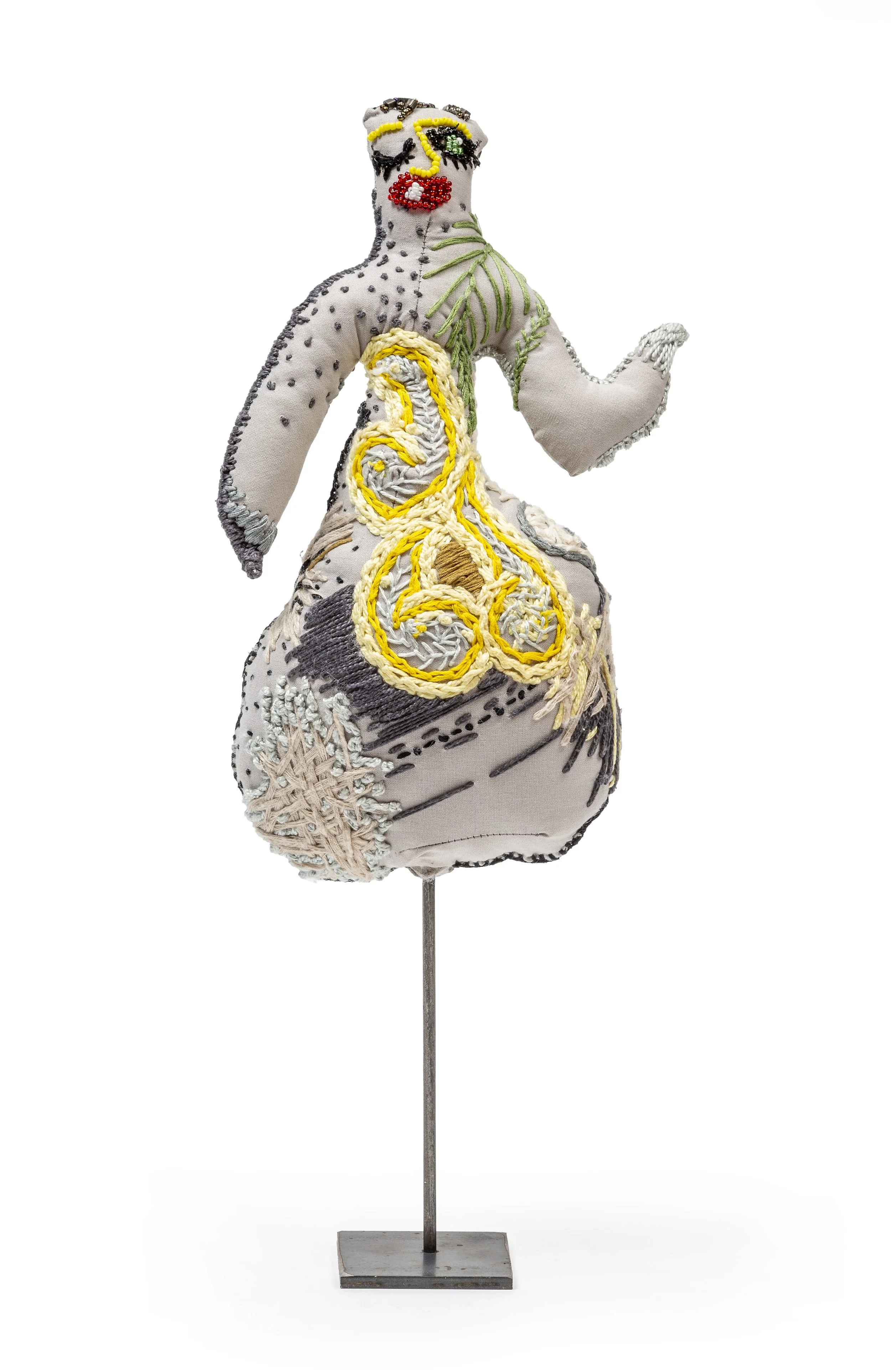 The Overachiever (Just Quietly)                 2025
Linen, cotton, silk, glass beads, steel
45 × 15 × 12 cm