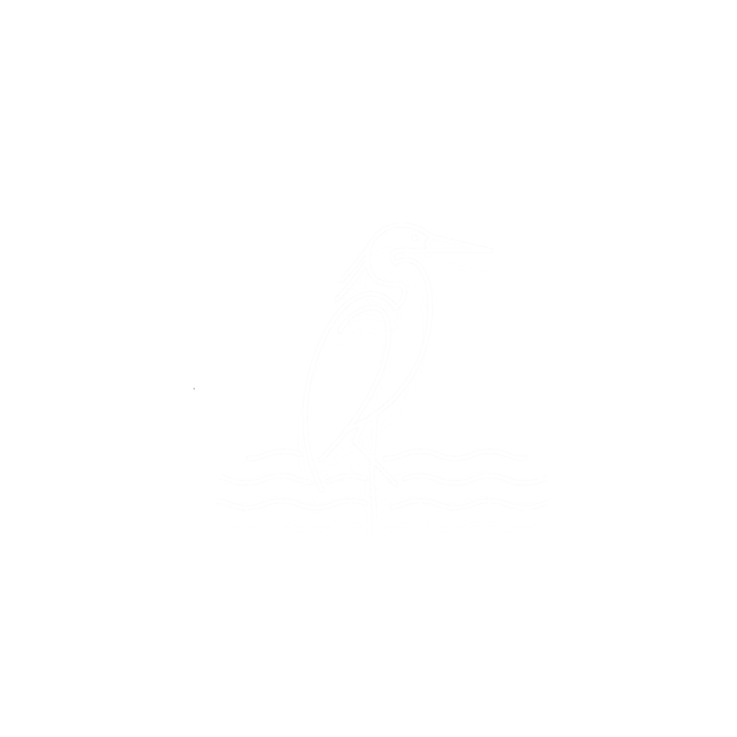 Outline of a circular logo with a stylized outline of  a heron in the centre. The text reads 'Maine Counselling' at the bottom.