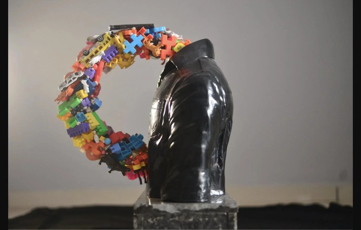 To The Past, 2018 — Fibre Glass, toys, 24 x 20 x 18 in.