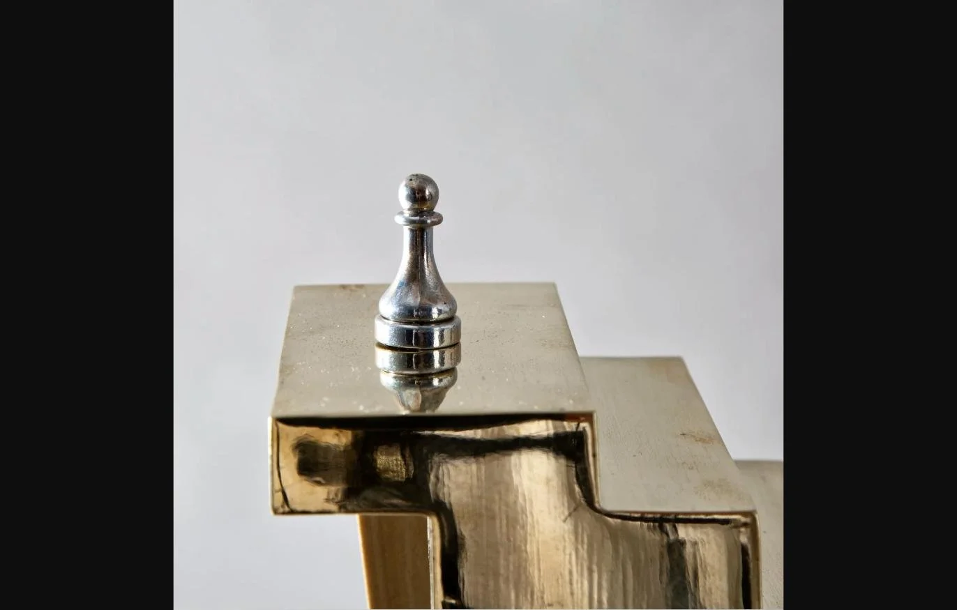 The Pawn, 2021 — Brass, Stainless Steel, 13 x 8 x 4 in. (detail)