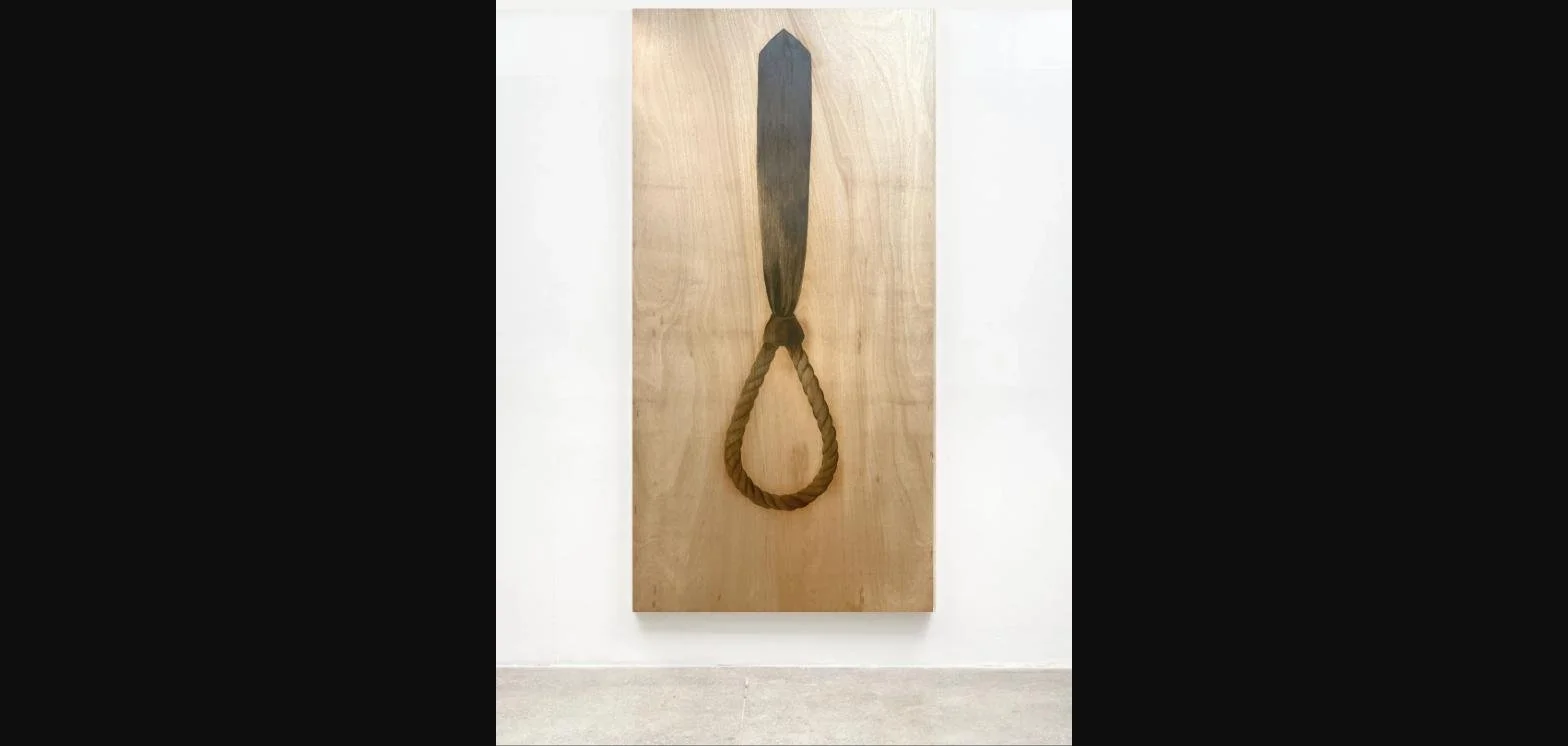 The Corporate Leash, 2025 — Graphite on Plywood, 96 x 48 in.