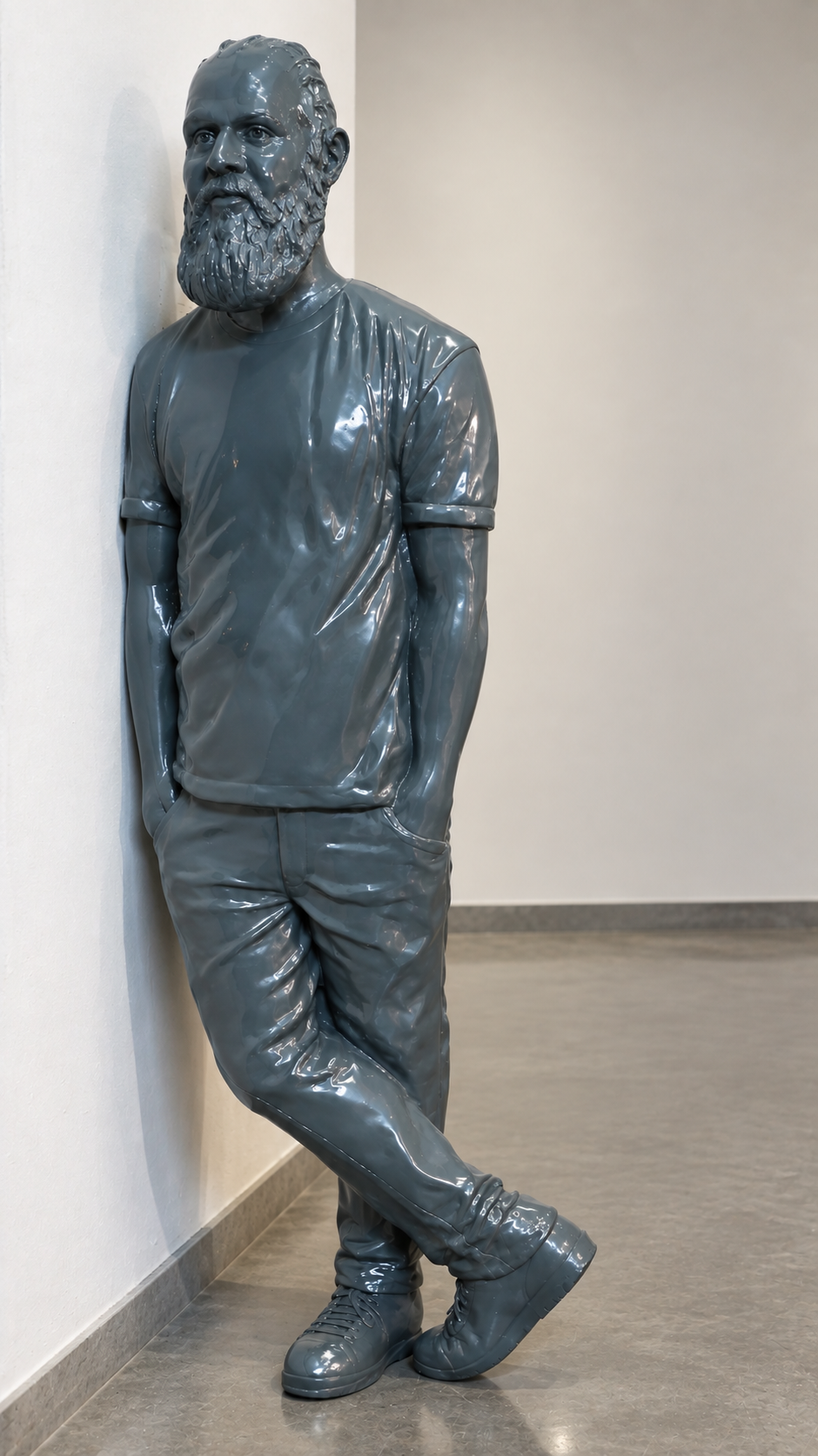 Glossy Bearded Man Sculpture in Gallery.png