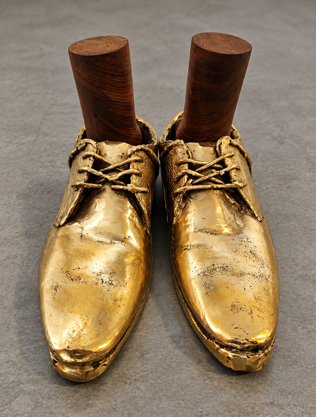 Antique Brass Shoes with Wooden Trees.png