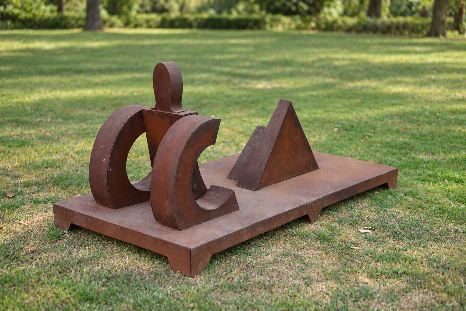 Rusted Abstract Sculpture in a Park.png