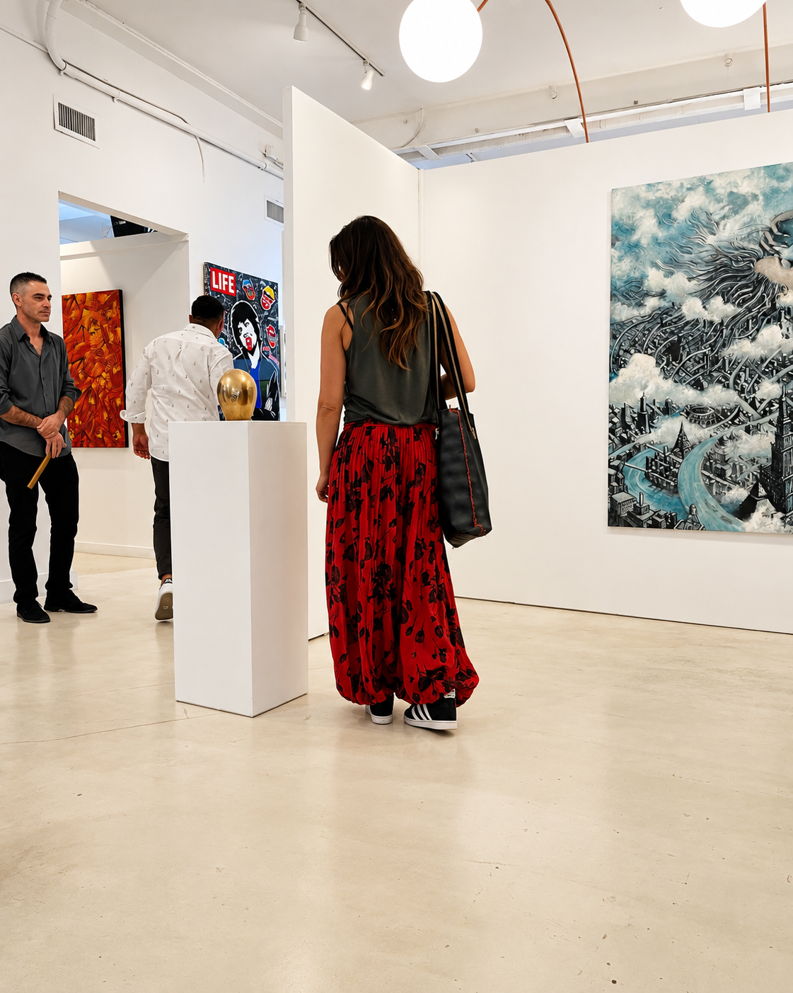 Contemporary Gallery with Golden Sculpture.png