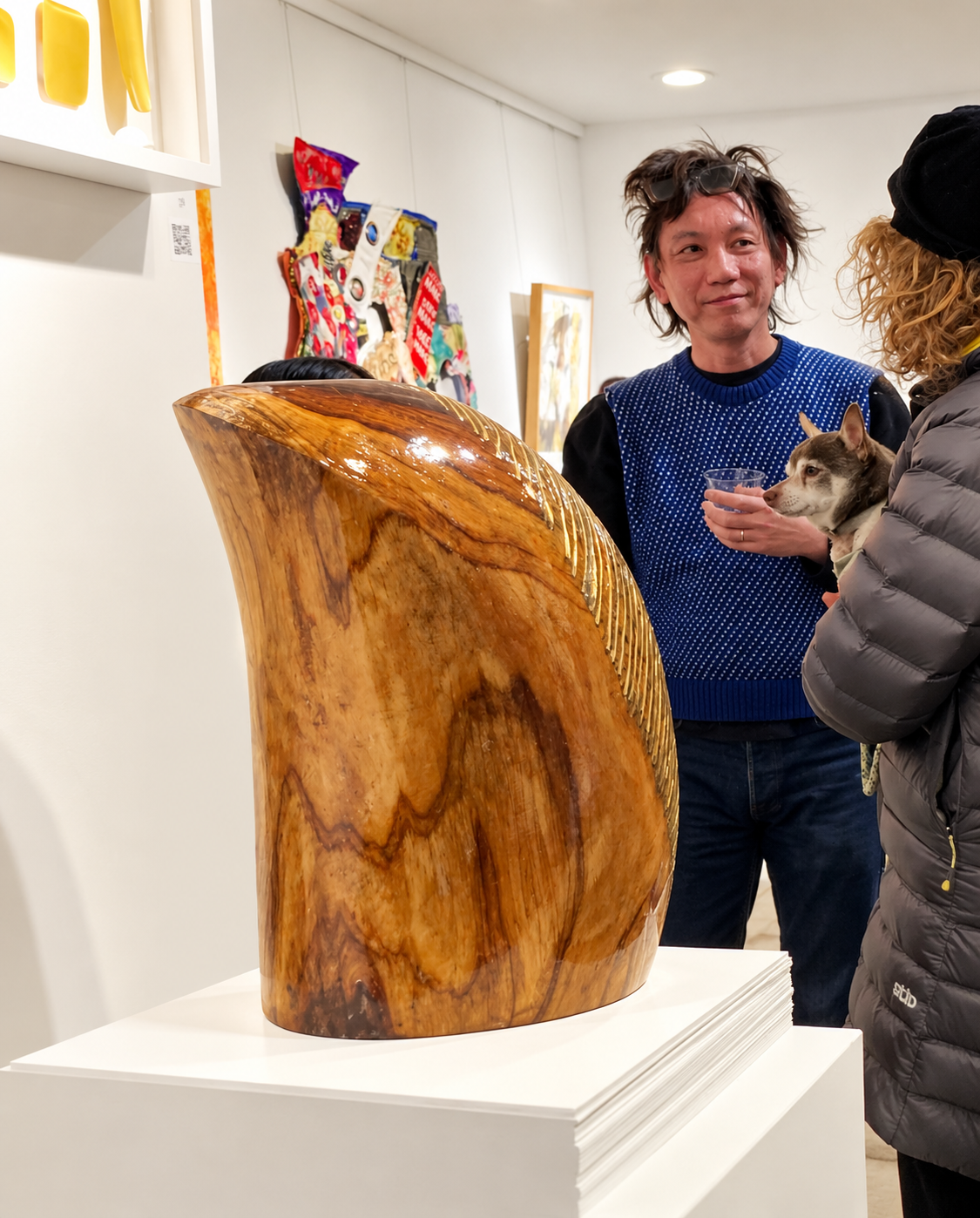 Polished Wood Sculpture in Contemporary Gallery.png