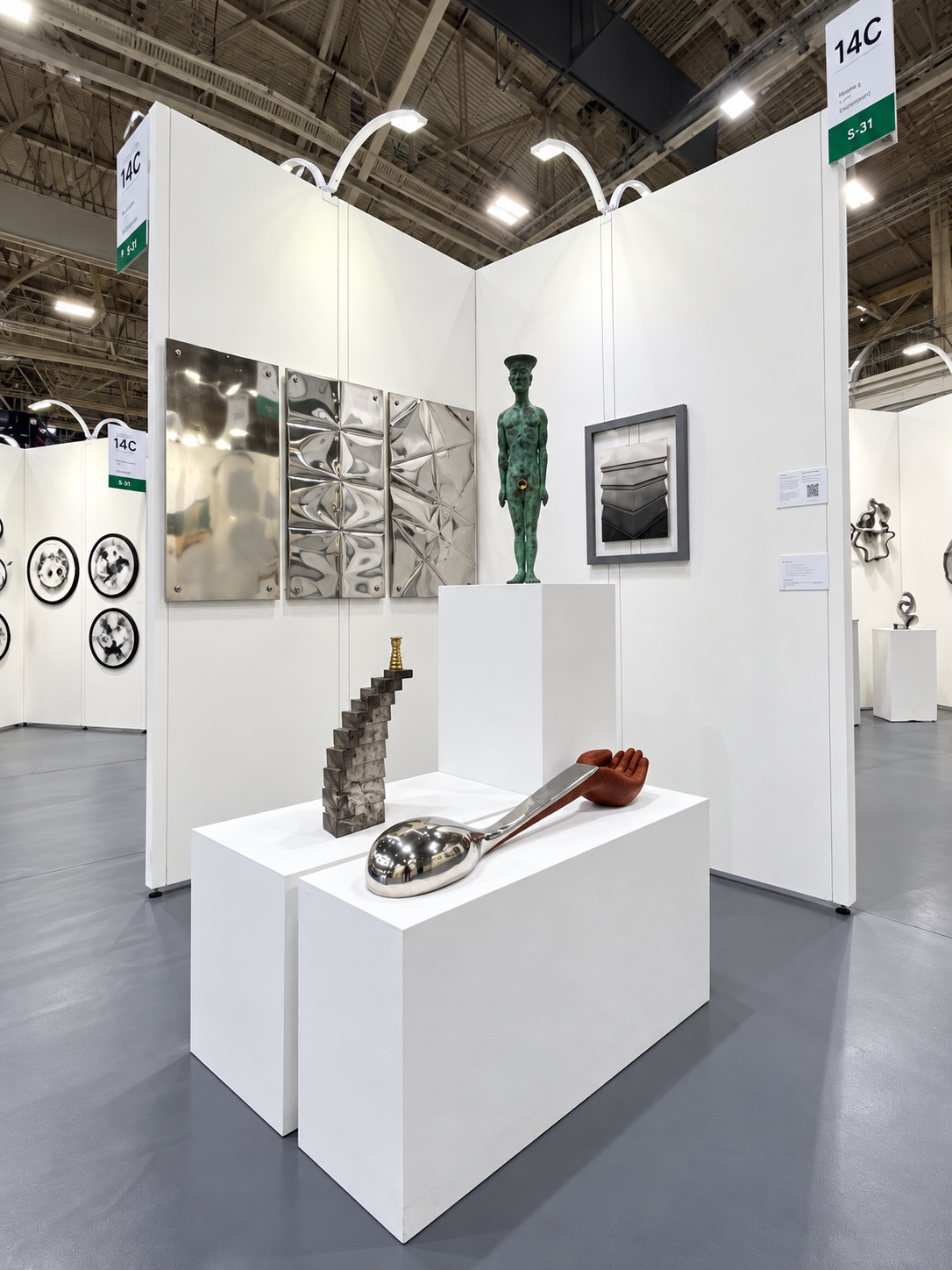 Modern Art Fair Booth with Sculptures.png