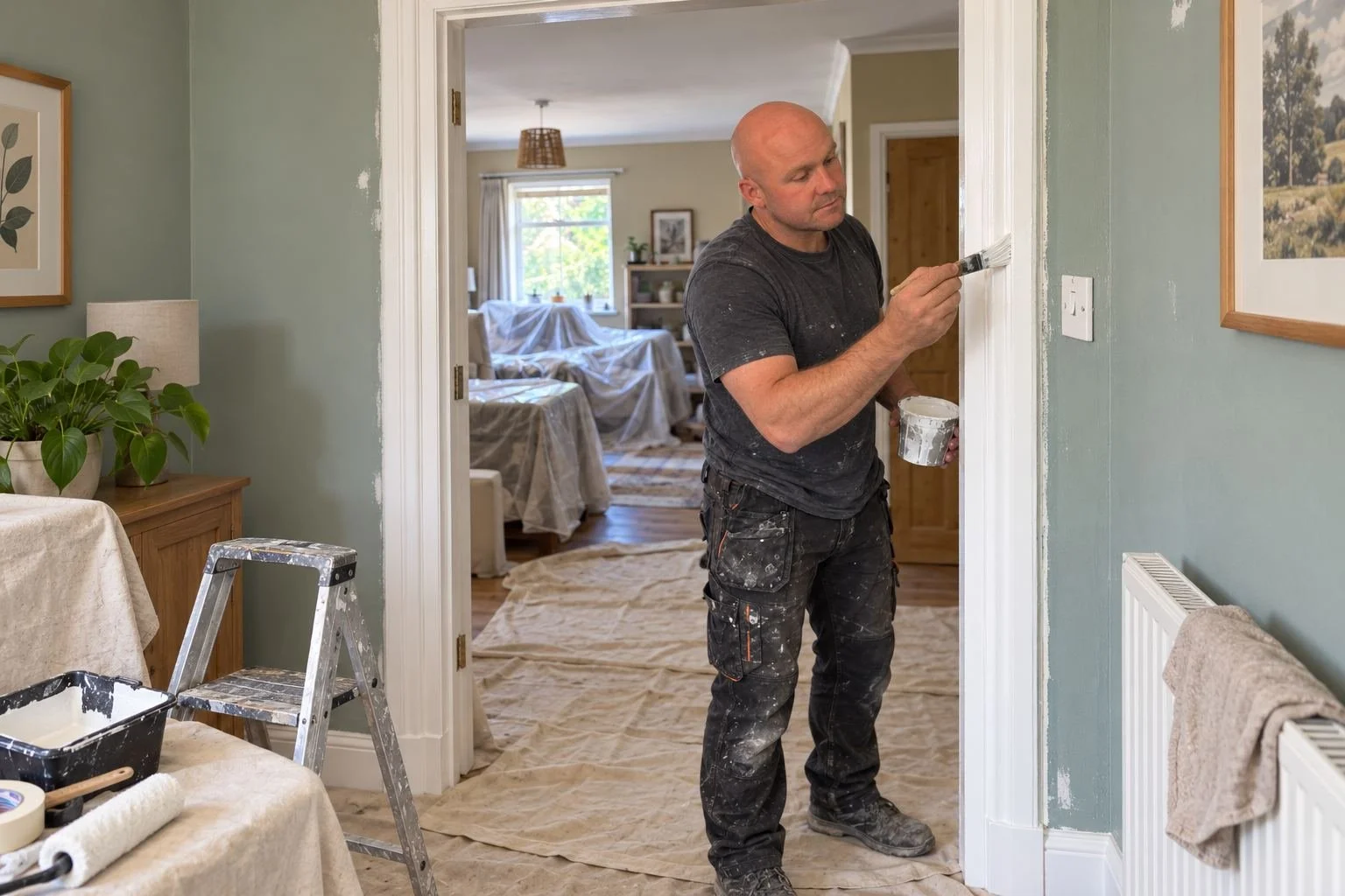 Interior decorating with protected furniture and timber woodwork
