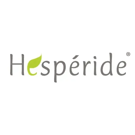Logo de l'entreprise Hespéride avec un symbole de feuille verte à la place du 'e'.
