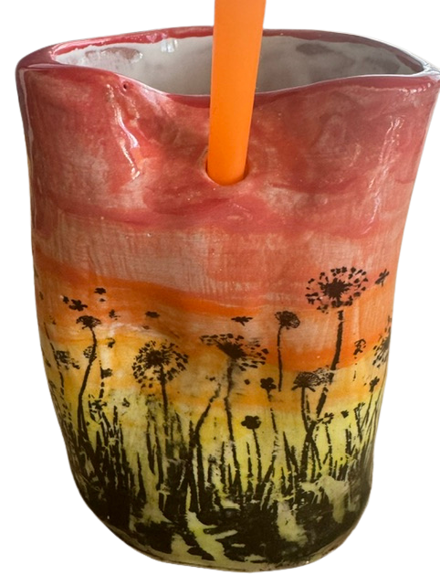 The Wildflower Sunset Sipper – Handmade Ceramic Drinking C