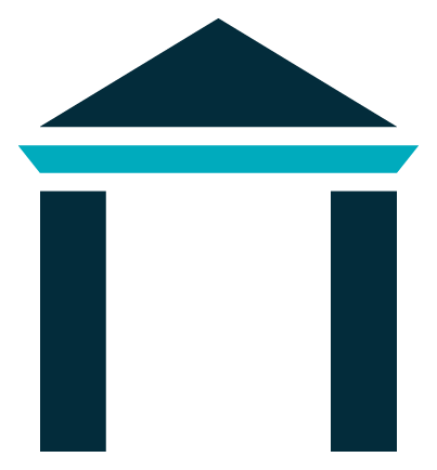 A simple icon of a building with pillars and a triangular roof, resembling a government or institutional structure.