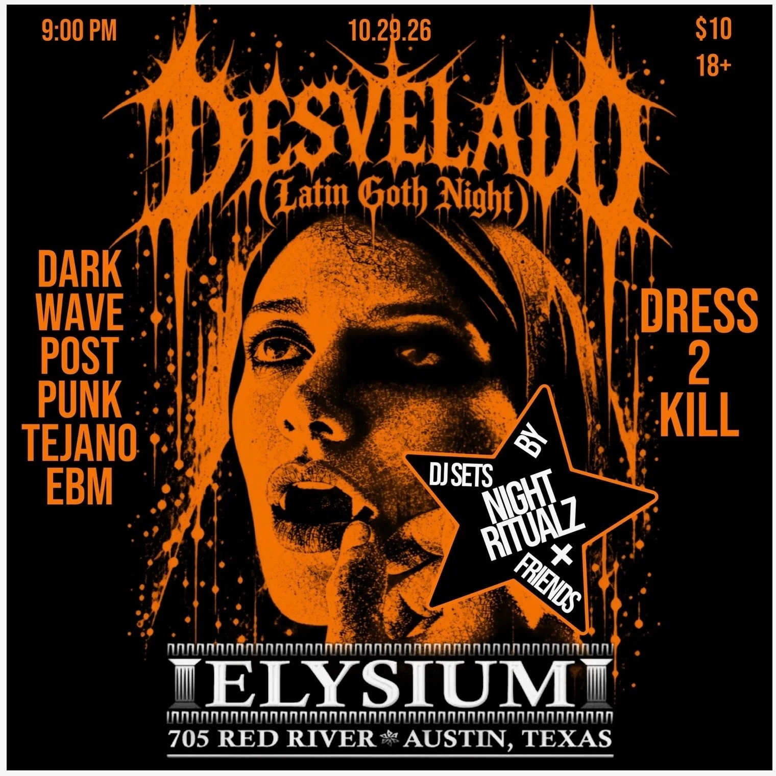 Desvelado TX Latin Goth Night Halloween Party at Elysium