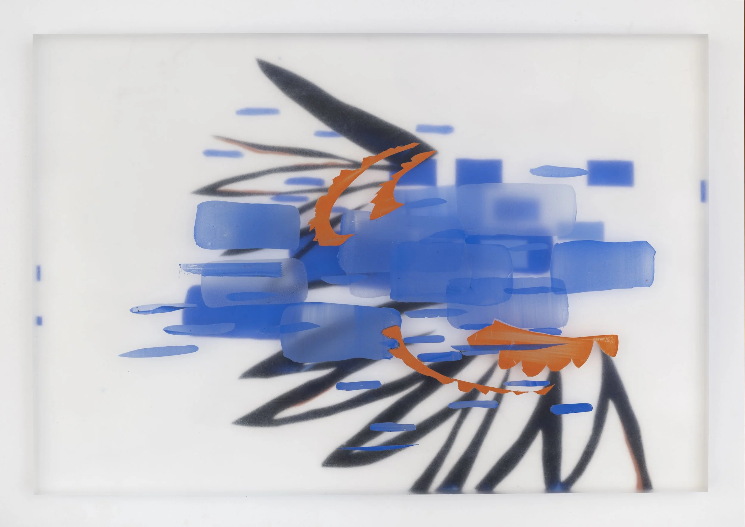 Blue Grosbeak, 2025,acrylic on cast acrylic panel, 7.25 x 12.25 x .75 inches