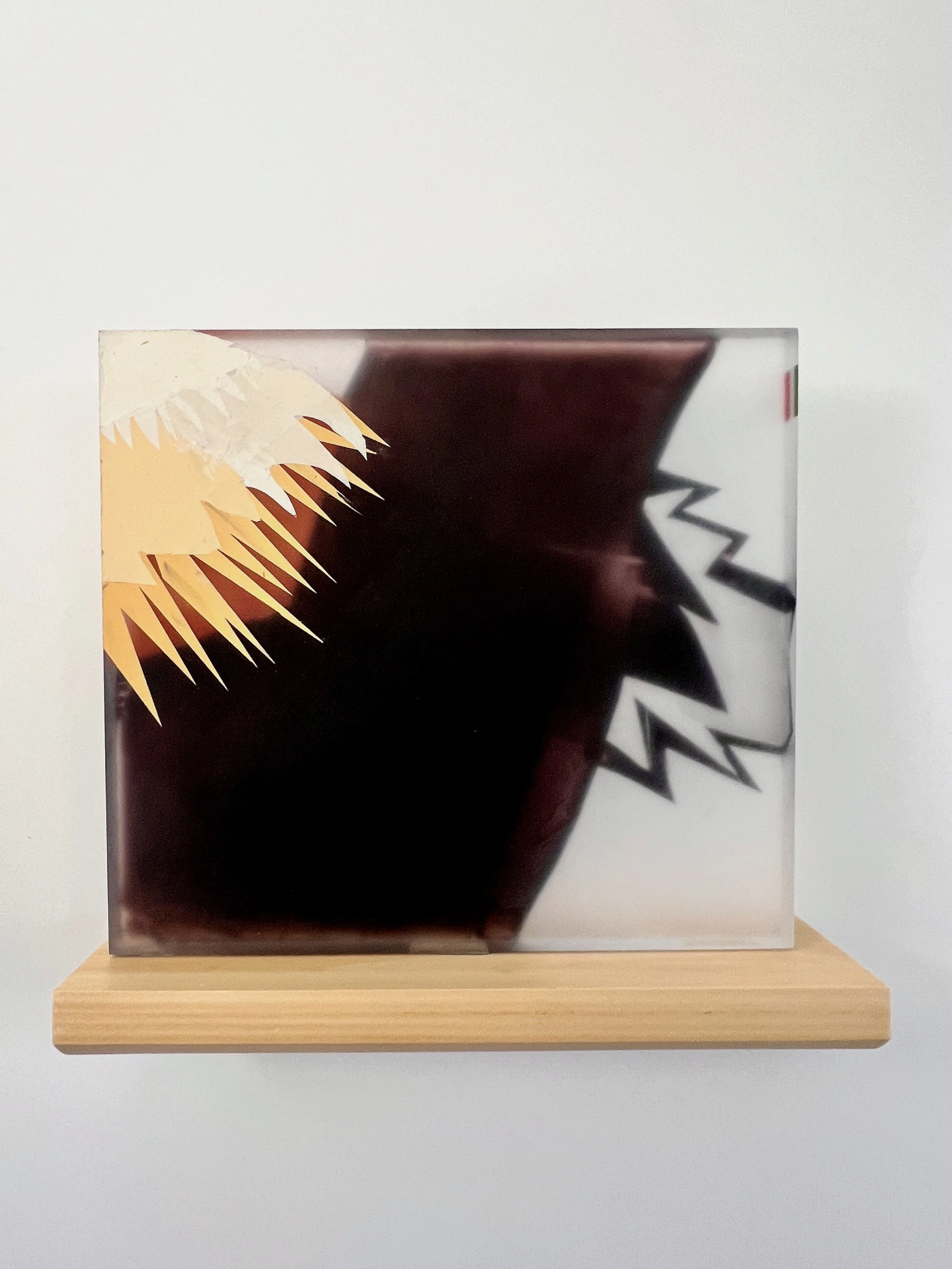 Golden eagle, 2026, acrylic on cast acrylic panel, 9.5 x 10.5 x .75, National bird of Mexico