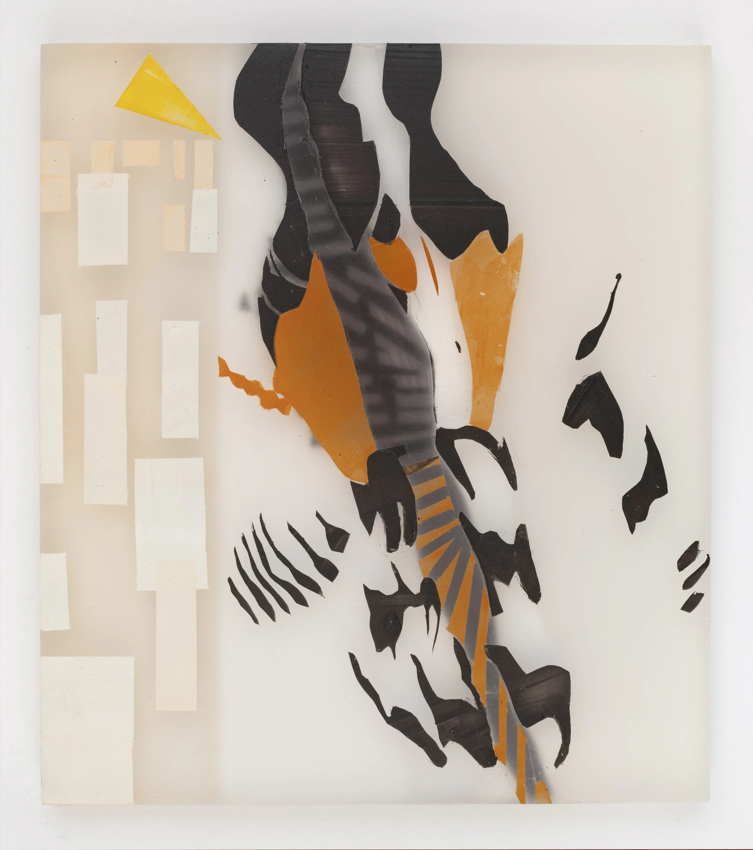 Grasshopper Sparrow, 2025, acrylic on cast acrylic, 8.25 x 7.25 x .75 inches