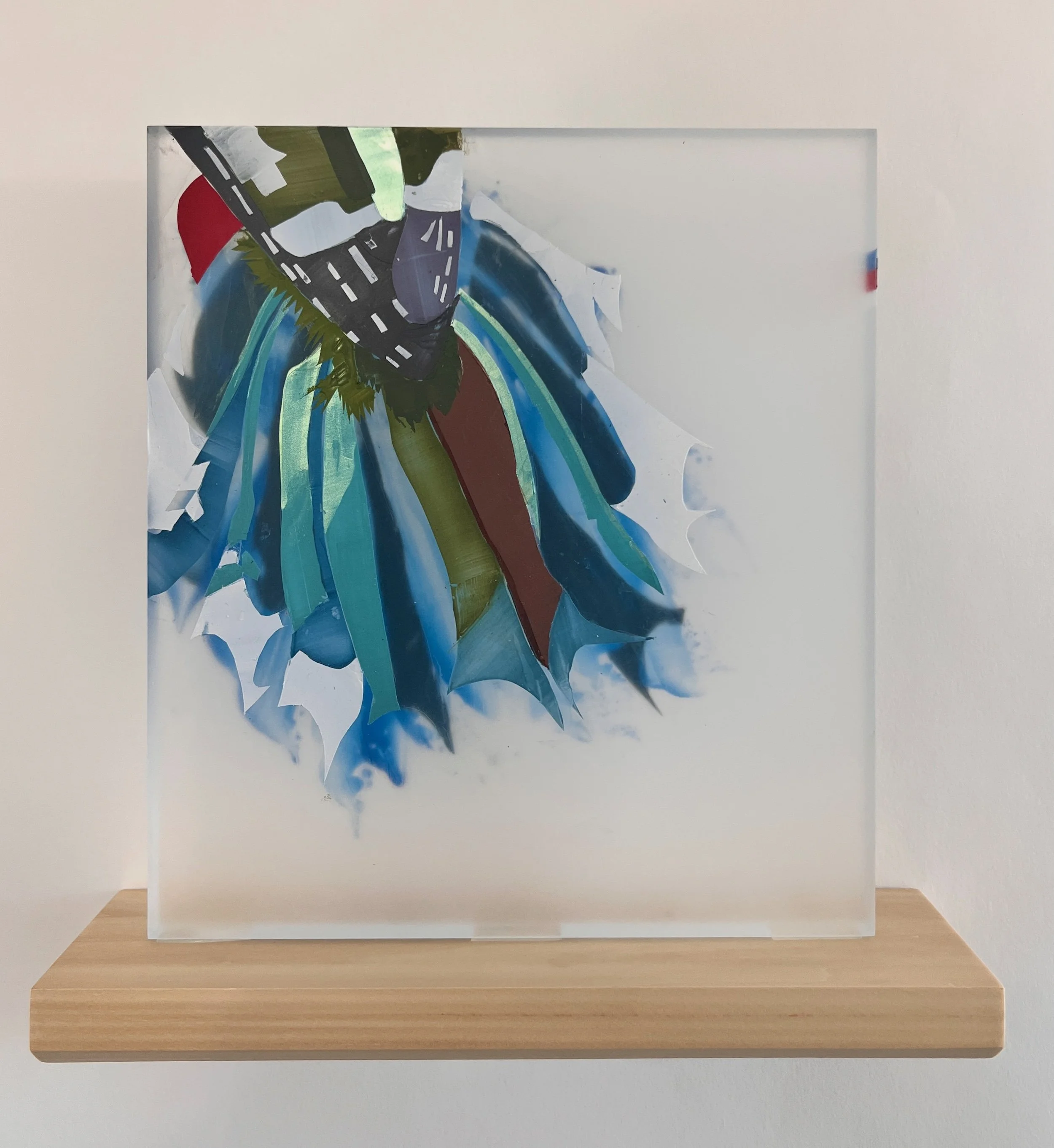 Cuban Trogon, 2026, acrylic on cast acrylic panel, 10.5 x 9.5 x .75, National bird of Cuba