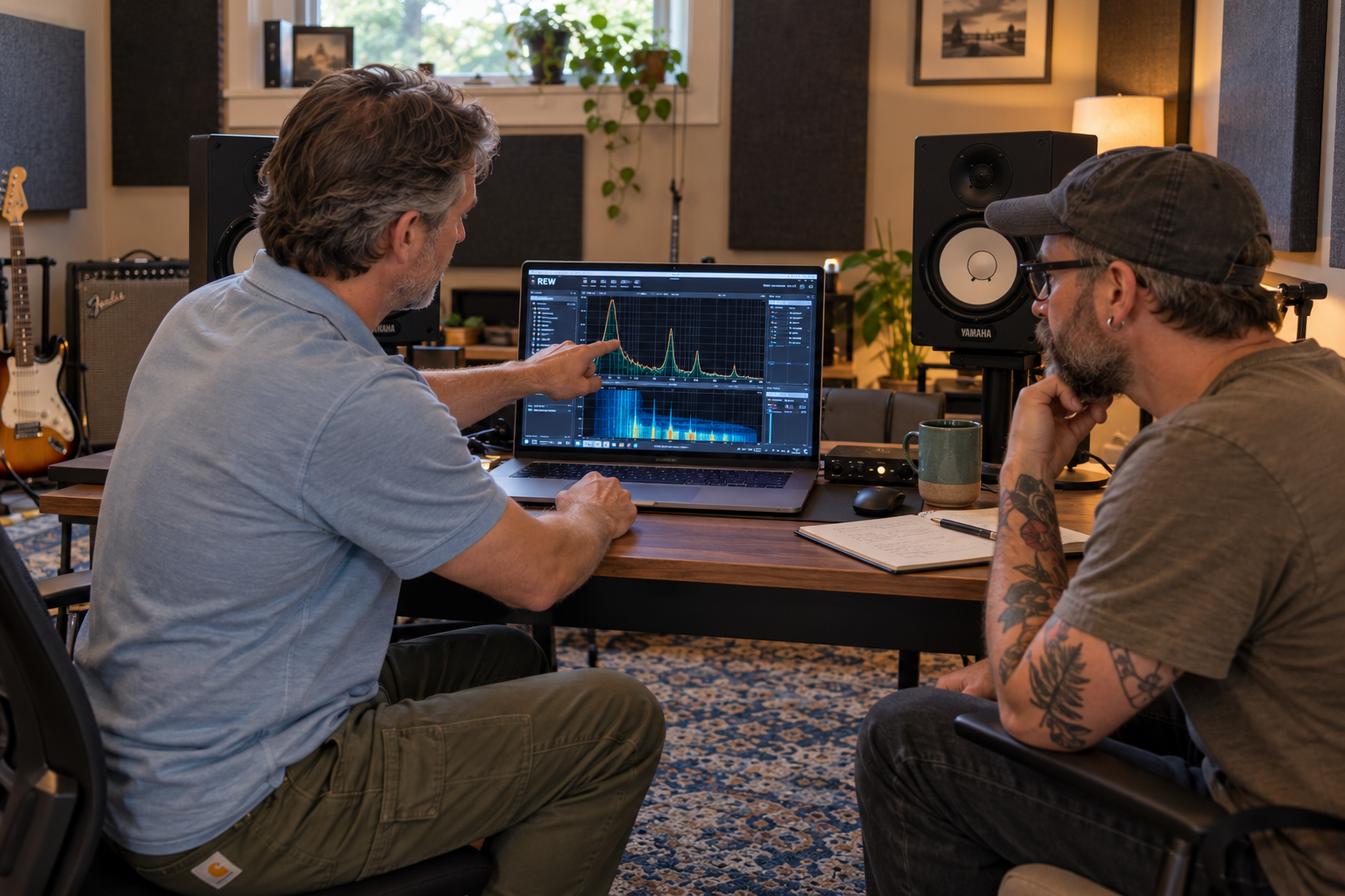 Third Act Acoustics founder Arne Joost Rickert reviews the results of an audio frequency spectrum anaylsis in a music producer's home studio.