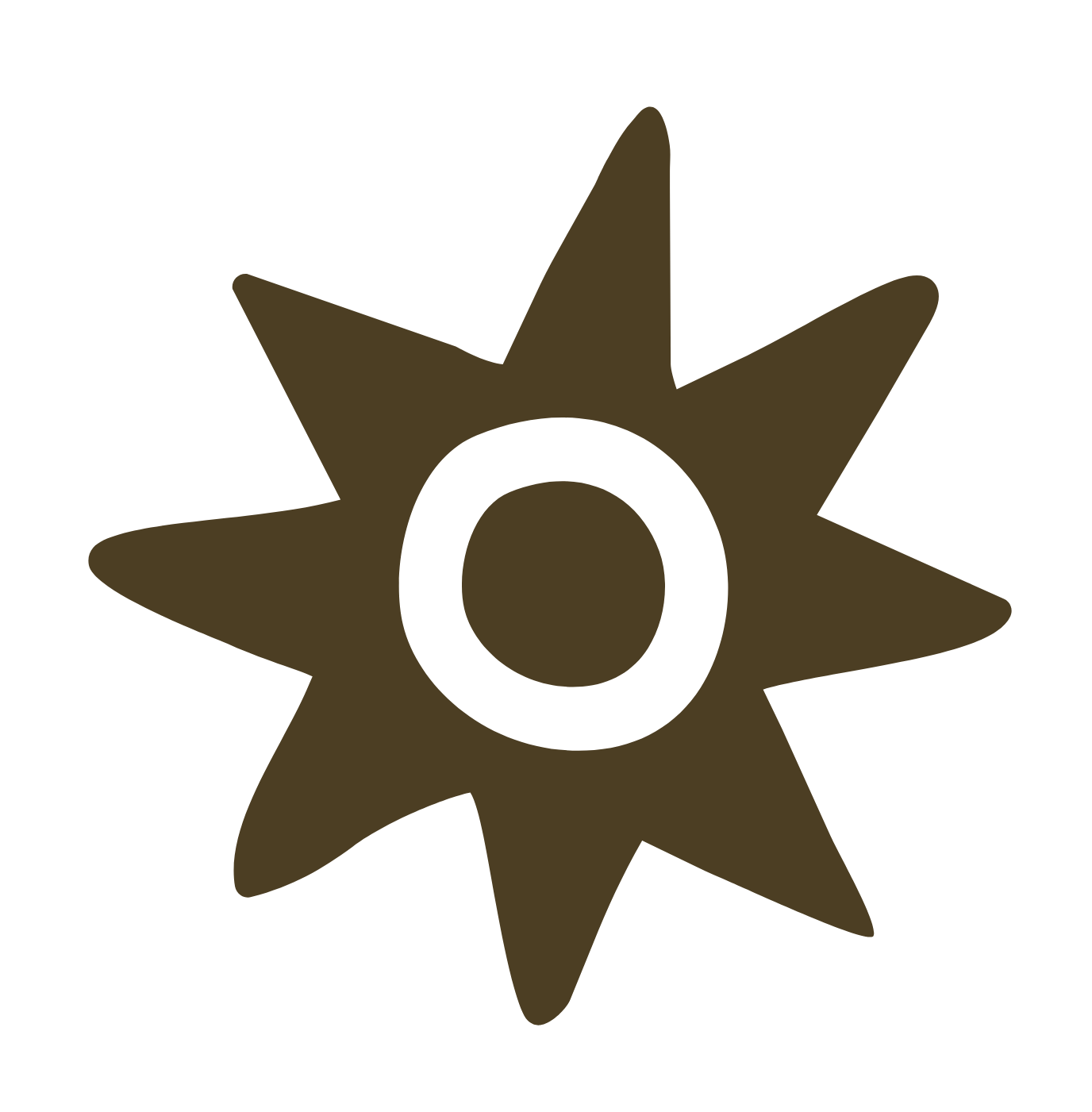 A star-shaped object with a circular cutout in the center, in a dark color.