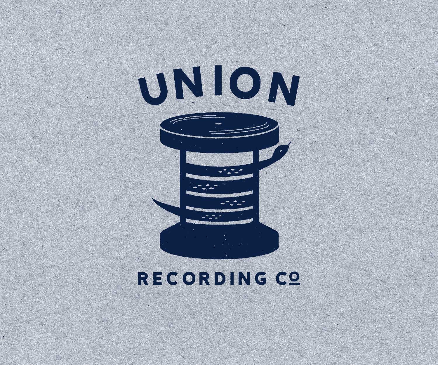 Vintage Union Recording Co. logo featuring a stylized phonograph cylinder on a textured gray background