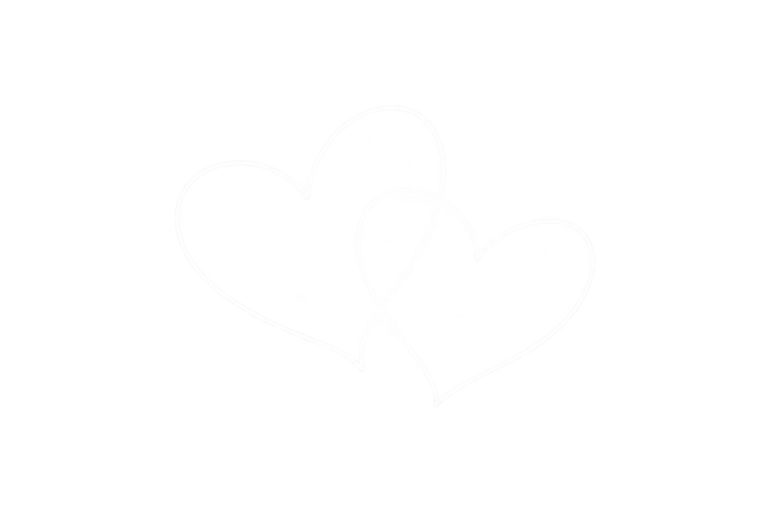 Three overlapping hearts drawn with white light on a black background.