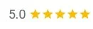 Five-star rating graphic with 5 yellow stars and a 5-star rating label