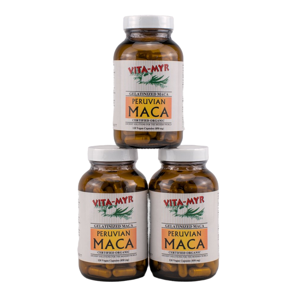 Vita-Myr Gelatinized Organic Maca – 3 Pack (120 Capsules Each)