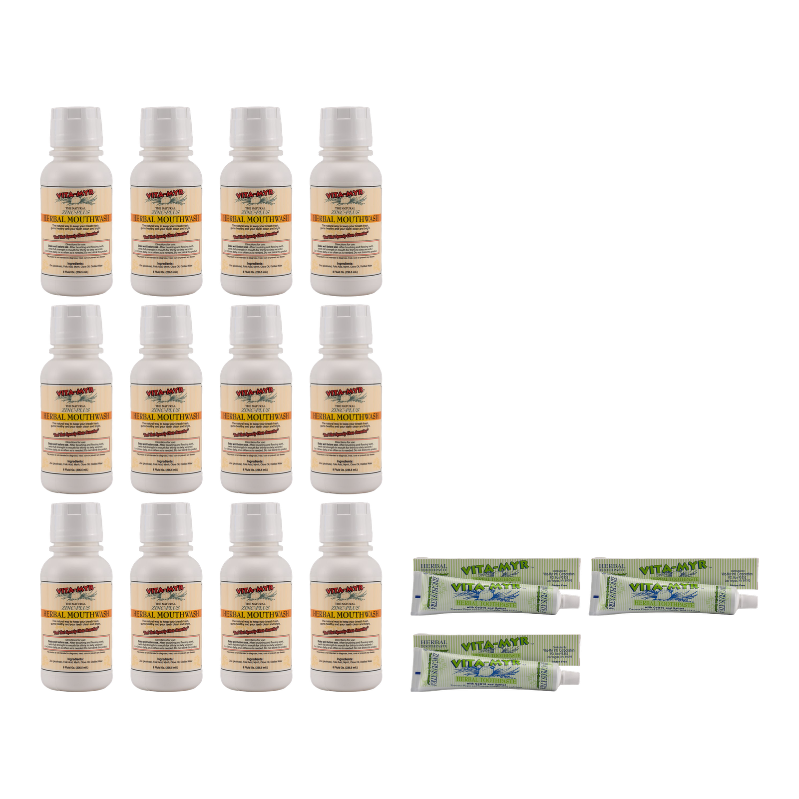 Vita-Myr XTRA Toothpaste & Mouthwash – 3 Tubes & 12 Bottles