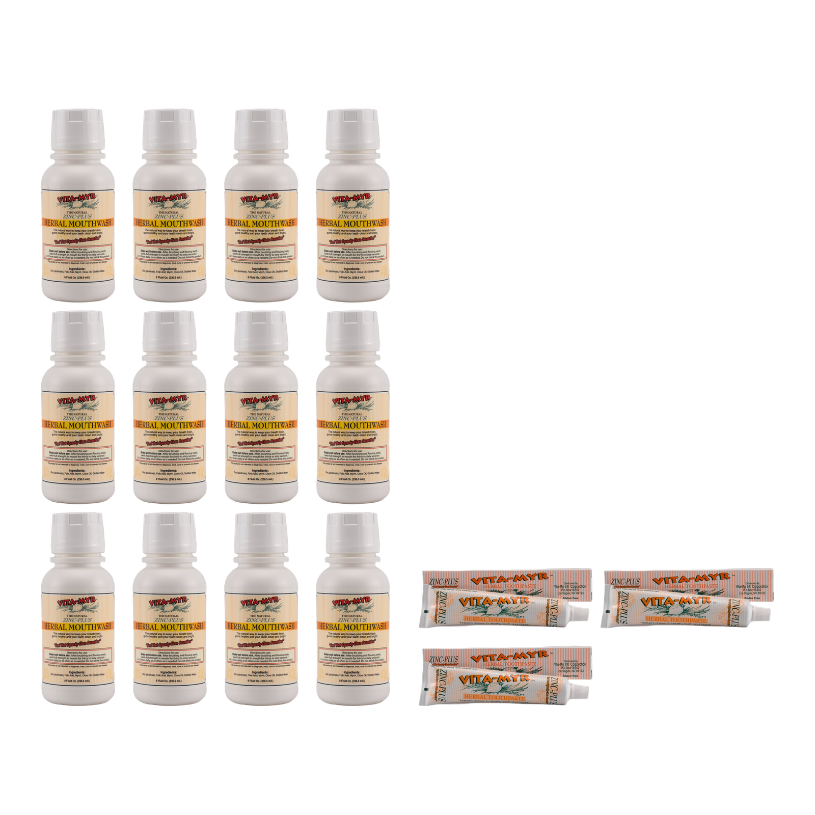Vita-Myr Original Toothpaste & Mouthwash – 3 Tubes & 12 Bottles