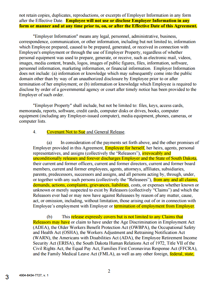 NDA from SD Investment Council through Woods Fuller