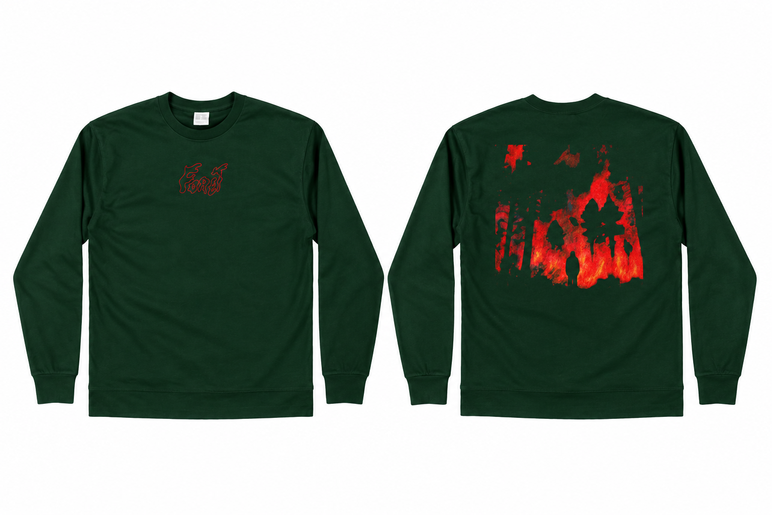 T-shirts verts Forêt et forêt en flammes.png