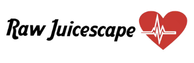 Logo for Raw Juicescape featuring a heart with a heartbeat line