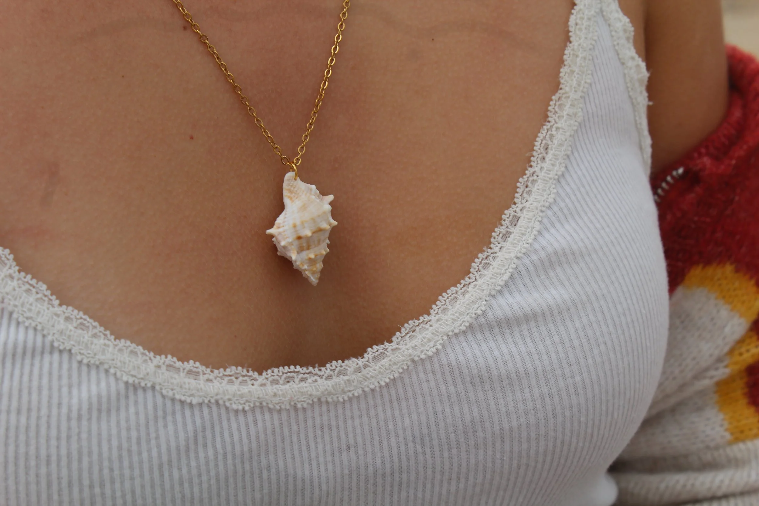 White Spiked Shell Necklace