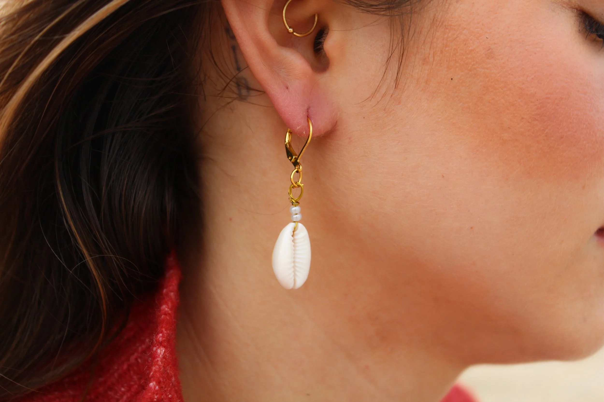 Cowrie Gold Shell Earrings