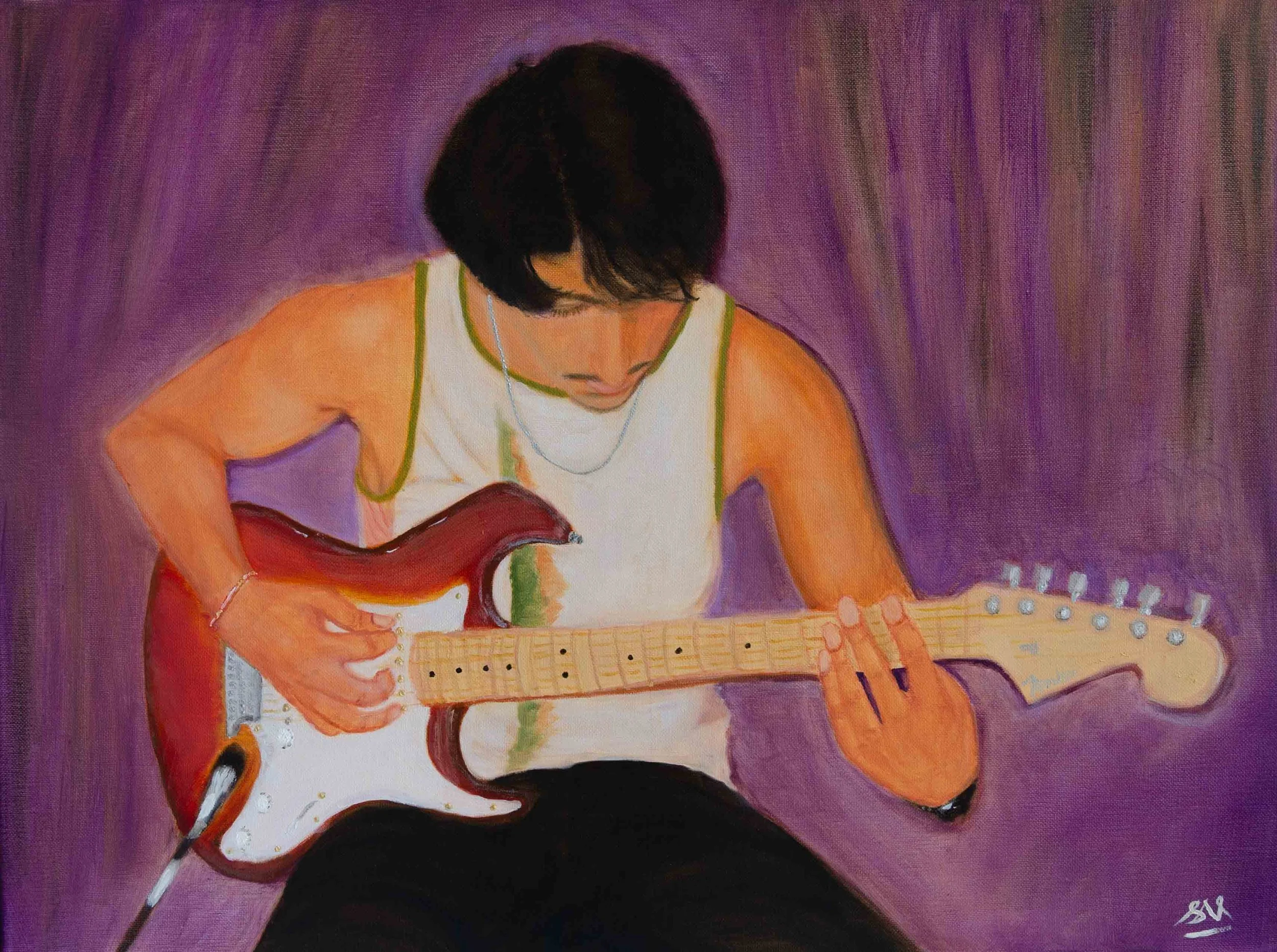 The Guitarist — oil on canvas, 18 × 24 in