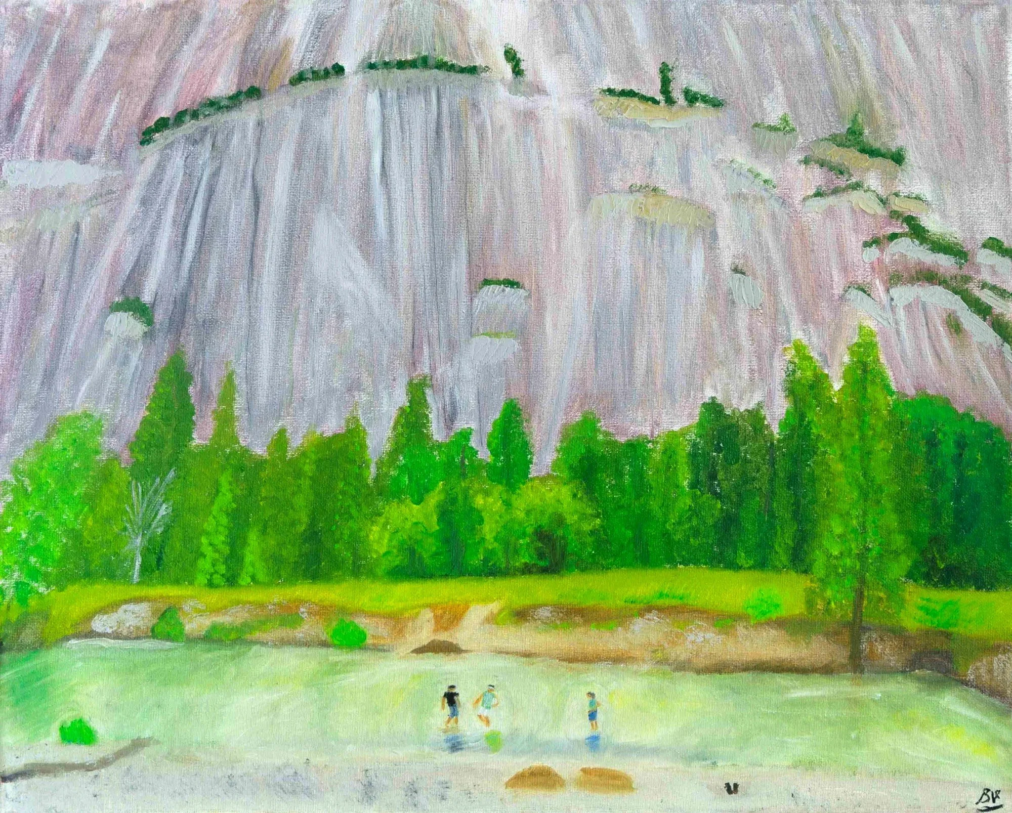 Kids at Yosemite — oil on canvas, 16 × 20 in