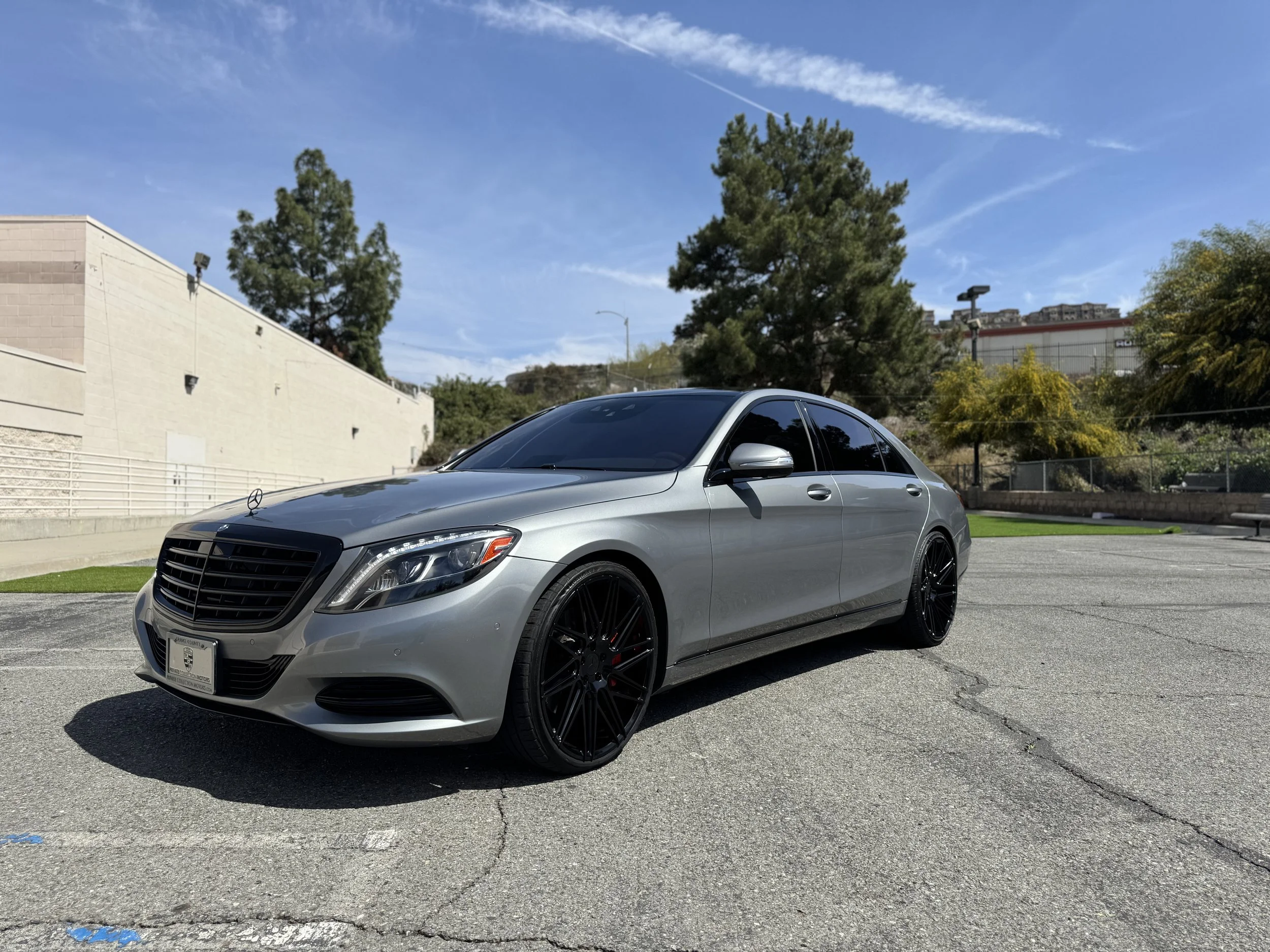 Silver Mercedes-Benz S-Class after paint correction and ceramic coating at Xclusive Auto Customz in Santee, CA