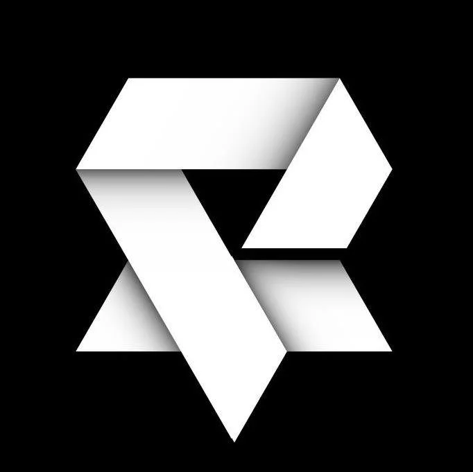 Automotive paint protection film brand logo, white geometric mark on black
