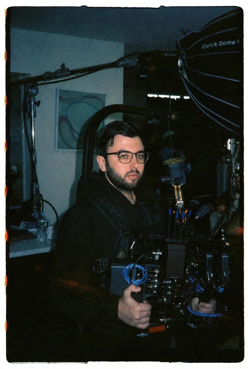 Mikey D’Amico on set with a Steadicam rig