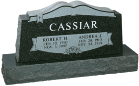 Custom upright granite memorial crafted by Wallace Memorial