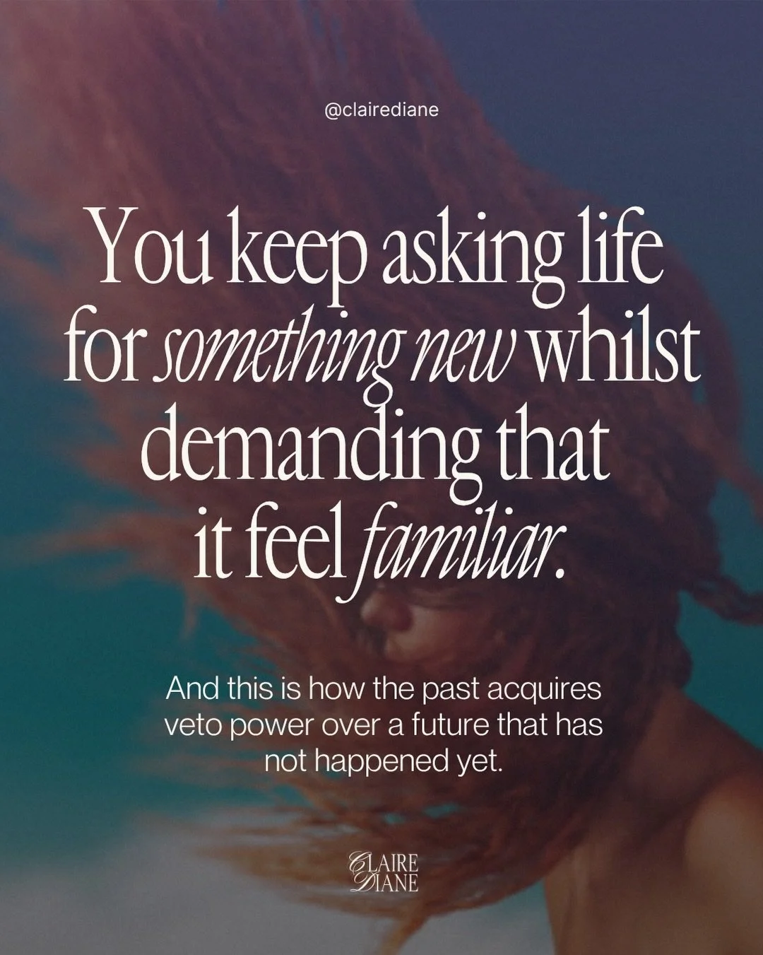 You cannot experience the radical newness, freedom and aliveness you rightly long for while continuing to recruit every new moment into proof of the person you currently stand as.

And there is a truth we have to become willing to look directly in th