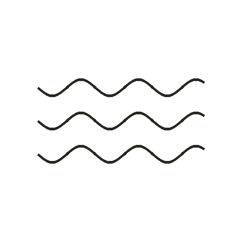 Three wavy lines stacked vertically, illustrating water or waves.
