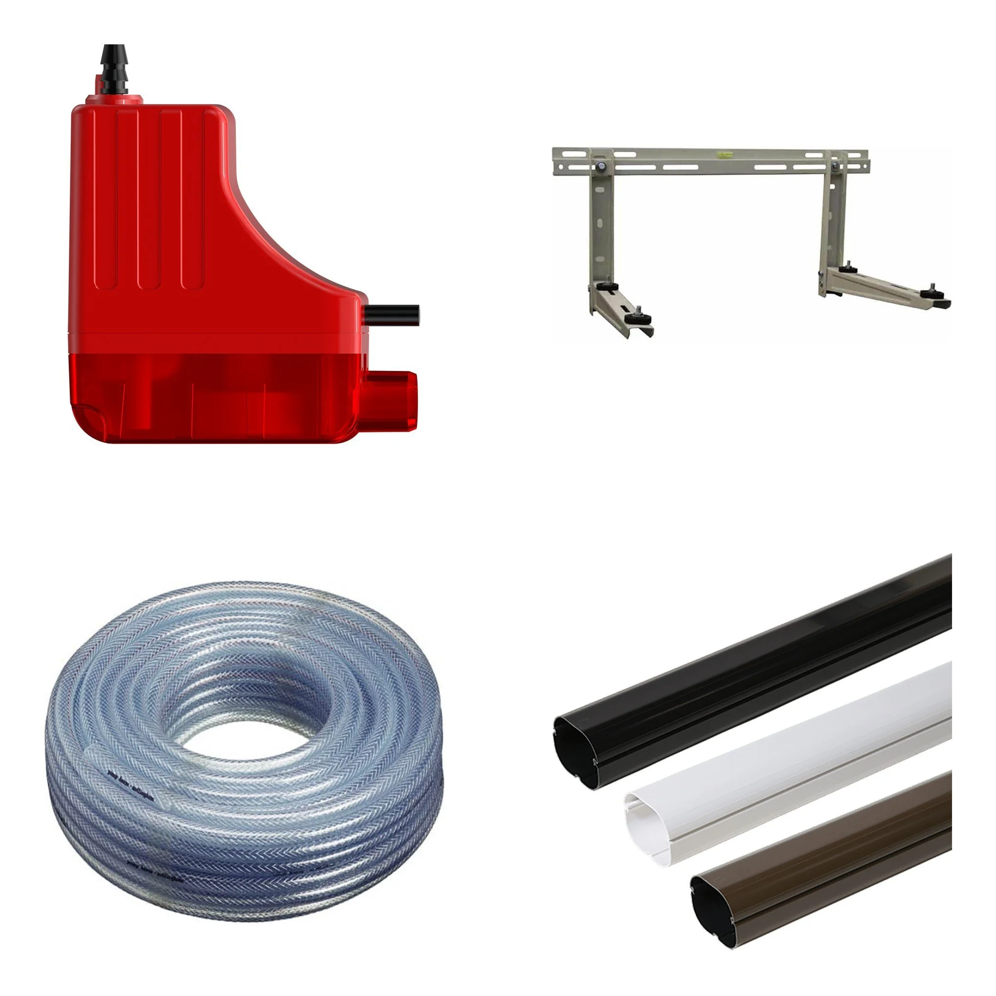 DiversiTech condensate pump, wall bracket, braided hose and trunking