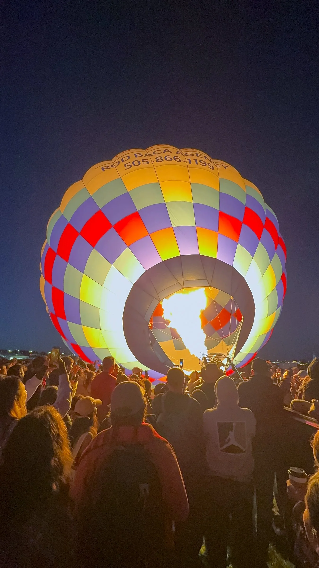 Filling the balloon.