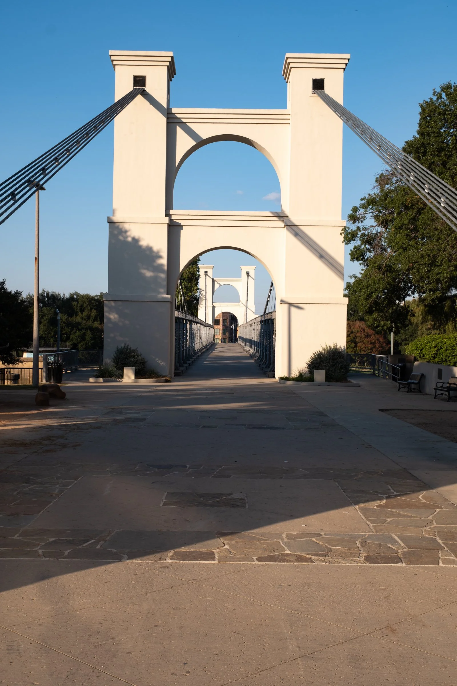 Waco Suspension Bridge: built in 1870 over the Brazos River, downtown Waco.