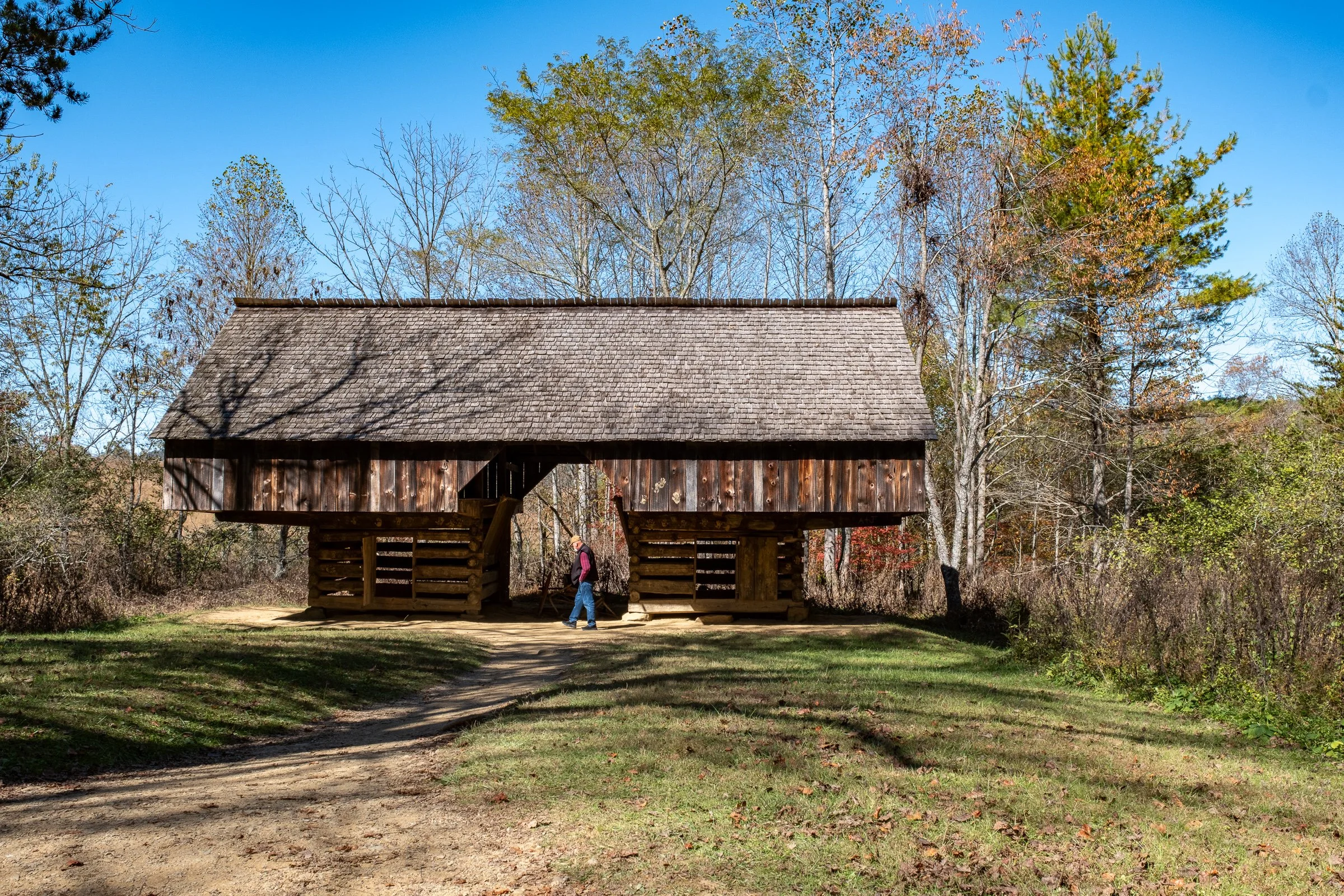 This cantilever barn (Tipton Place) is a replica of the original one built in this location.