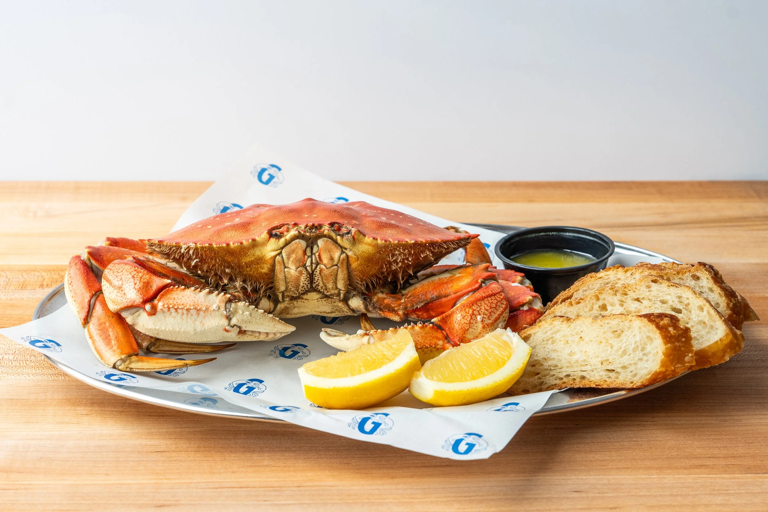 Whole Dungeness crab with butter and sourdough