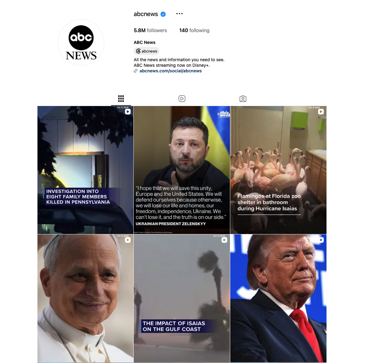 ABC News | Instagram

Developed a real-time content strategy to bring standout moments from ABC News Live's streaming programming to ABC News' flagship Instagram account. Identified high-impact interviews, breaking news developments and compelling on