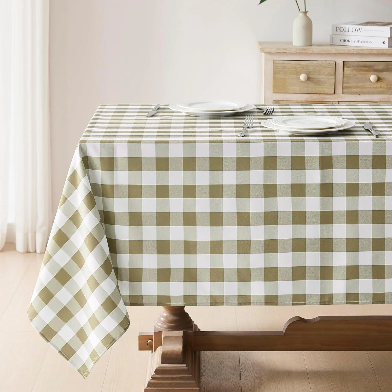 2 Pack Gingham Tablecloth Rectangle Checkered Tablecloth Washable | Water Resistant & Wrinkle Free Rectangle Tablecloth